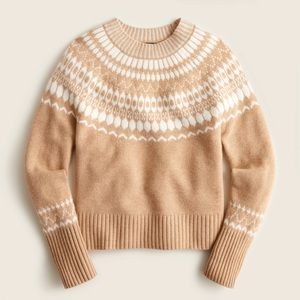 J. Crew Tan and White Crew Neck Sweater